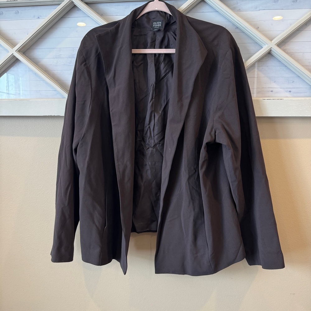 Eileen Fisher 2X Open Front Classic Wool Blazer |‎ Size 2X black